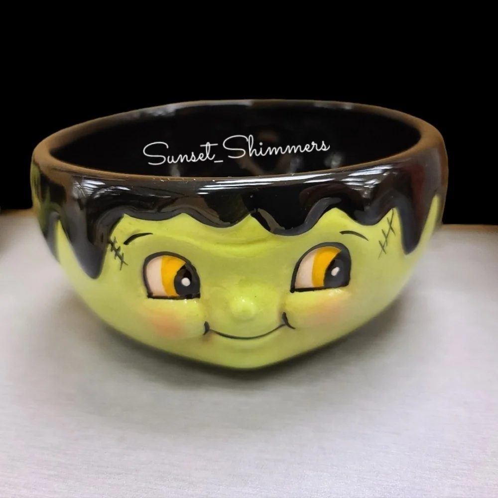 Johanna Parker Whimsical FRANKENSTEIN MONSTER Halloween Treat Candy Bowl NEW
